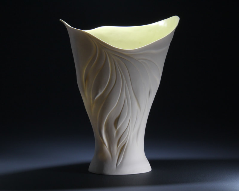 "Pregnant seasons", $550, 15 x 11.5, Sculpted Porcelain Vessel