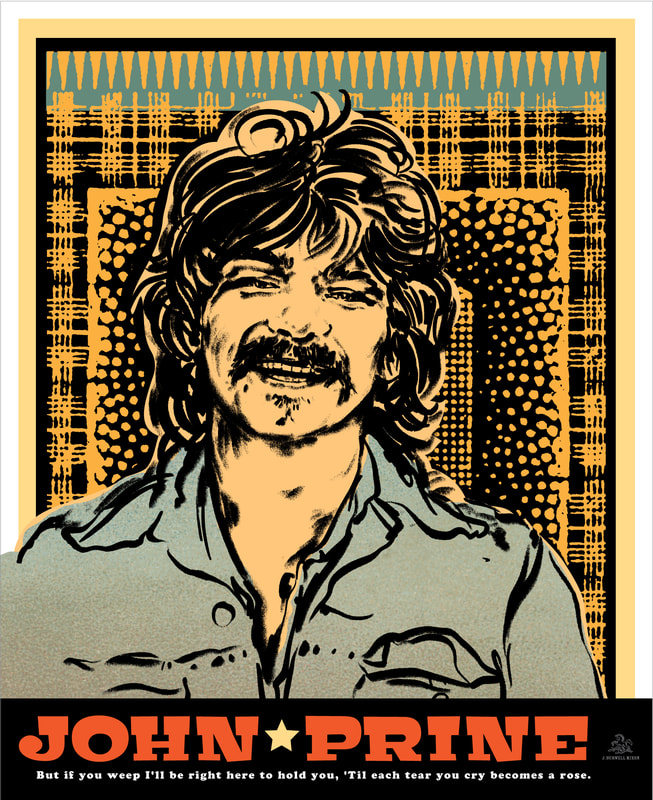 "John Prine Tribute Poster", Other, $250, approx. 19 x 22 Framed