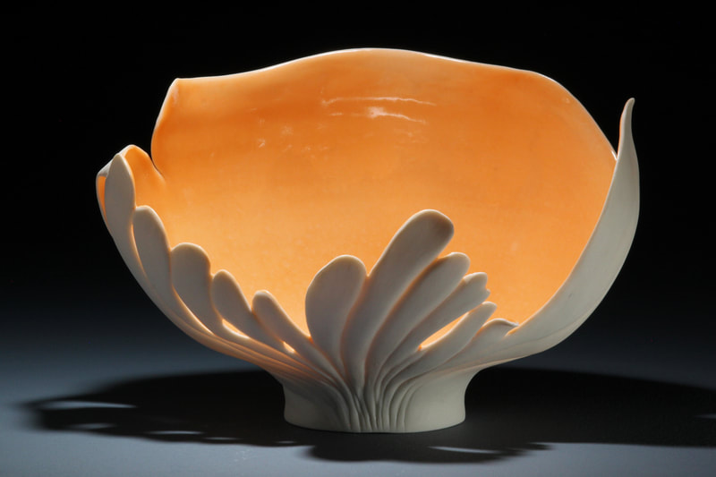 "The Ripening of the season", $375, 6.5 x 7 +-, Translucent porcelain sculpted vessel